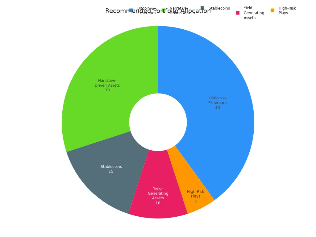 Pie chart showing recommended portfolio allocation across five asset types for risk and capital preservation.